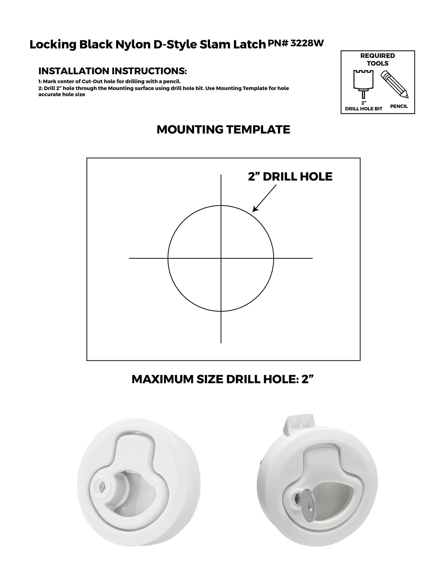 Locking White Nylon D-Style Slam Latch
