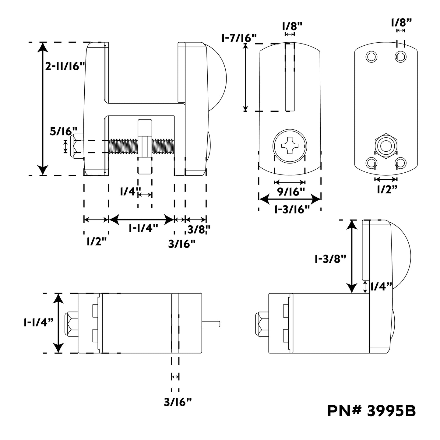 Black Nylon Square Tube Gate Latch