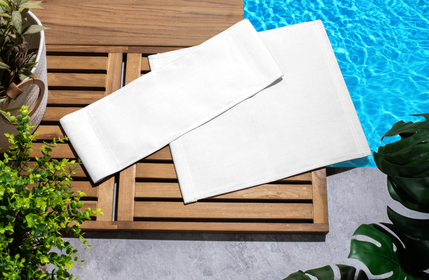 Premium Grade Teak Folding Directors Chair with White Sunbrella® Fabric Seat Slings