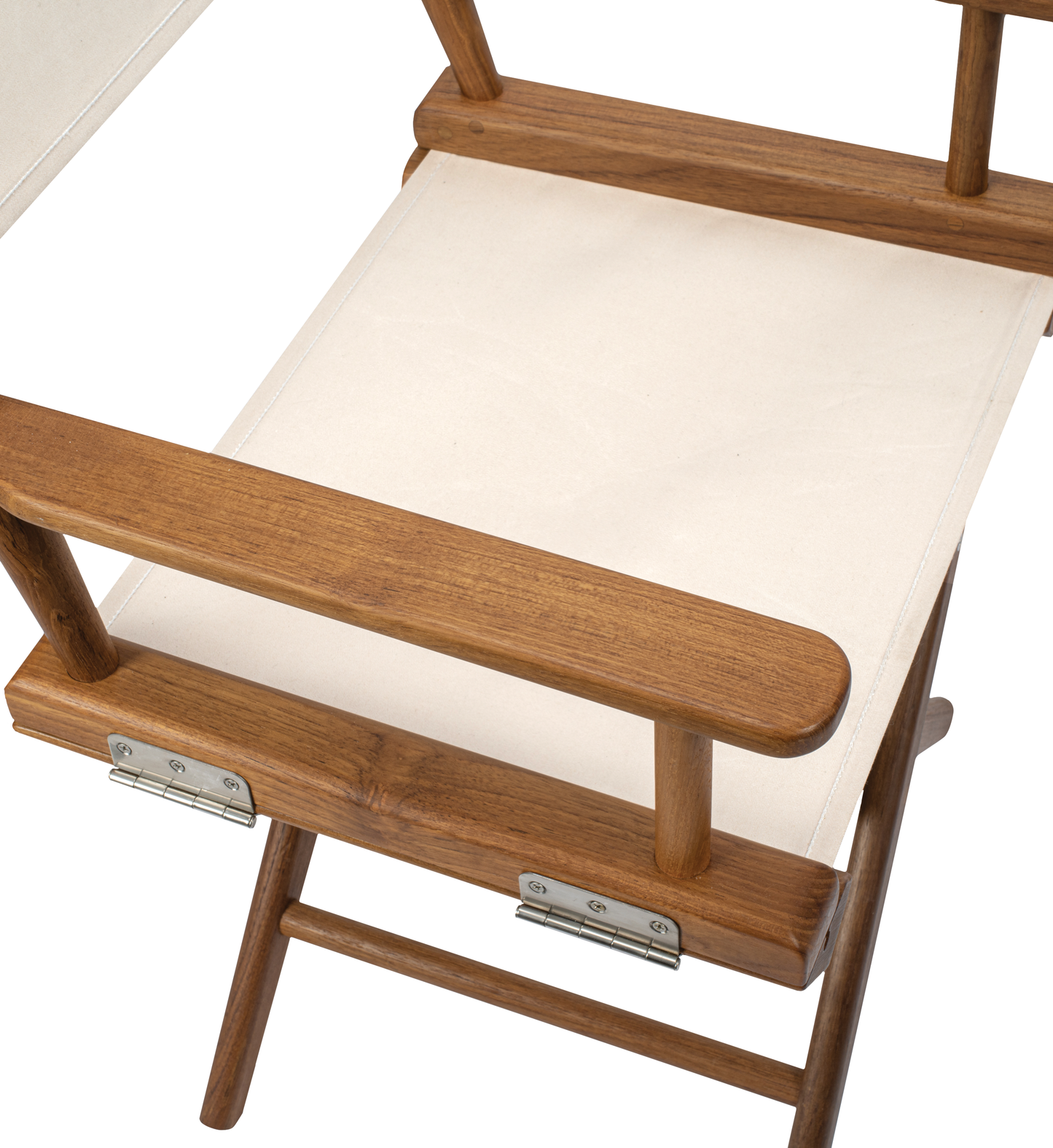 Premium Grade Teak Folding Directors Chair with Oyster Sunbrella® Fabric Seat Slings
