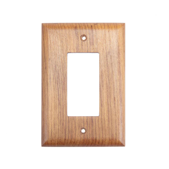 3-5/8" x 5-1/16" Premium Grade Teak Ground Fault Outlet Cover, Receptacle Plate
