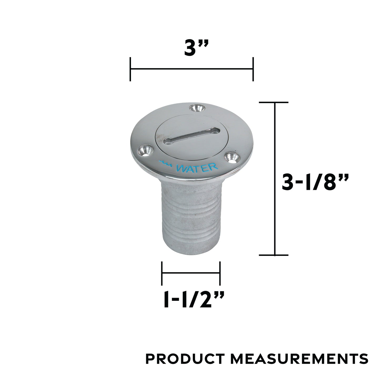 90° 316 Stainless Steel Hose Deck Fill with Key (Water)