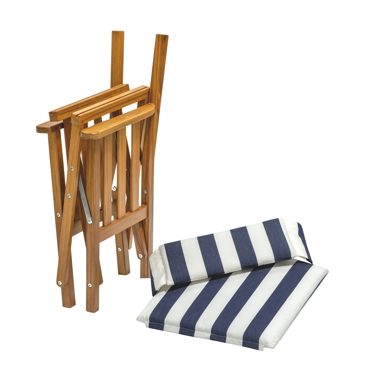 Premium Grade Teak Folding Director's Chair II with Regatta Sunbrella® Fabric Seat Cushions