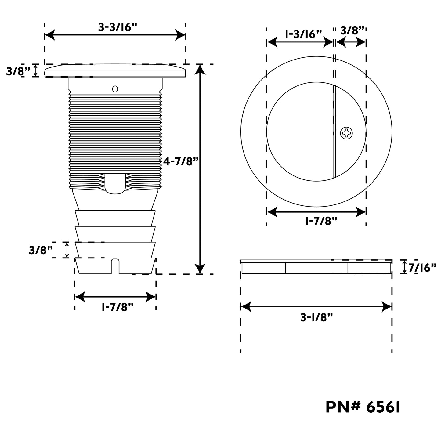 316 Stainless Steel & Nylon Body 5" Scupper with Barb