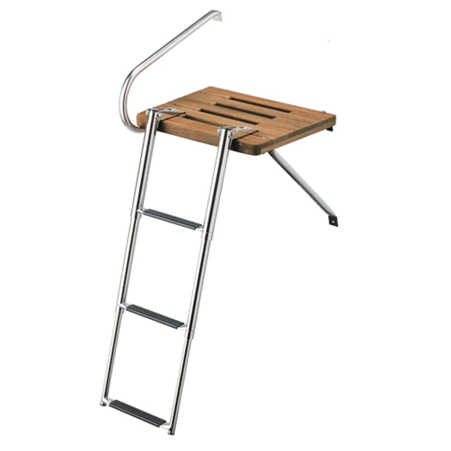 Premium Grade Teak Outboard Swim Platforms with 3-Step Telescoping Ladder