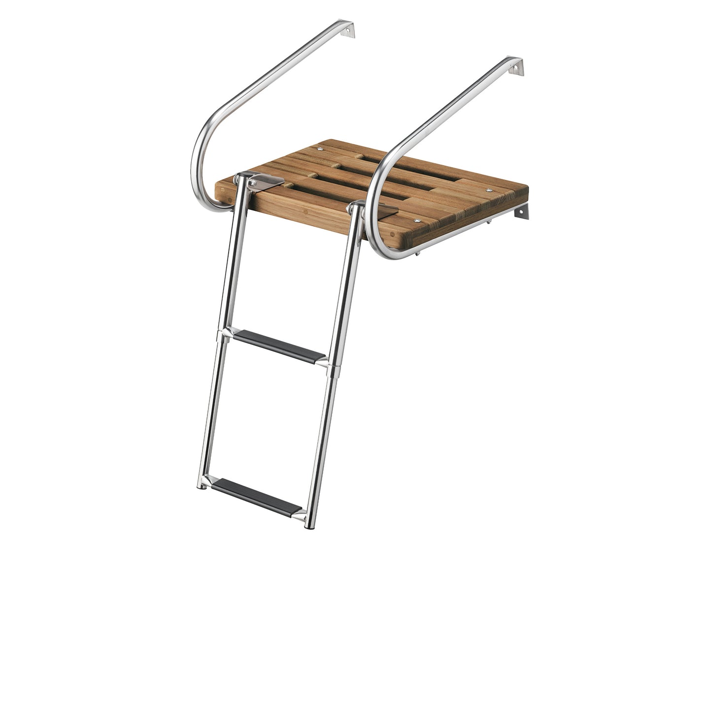 Premium Grade Teak Inboard/Outboard Swim Platforms with 2-Step Telescoping Ladder