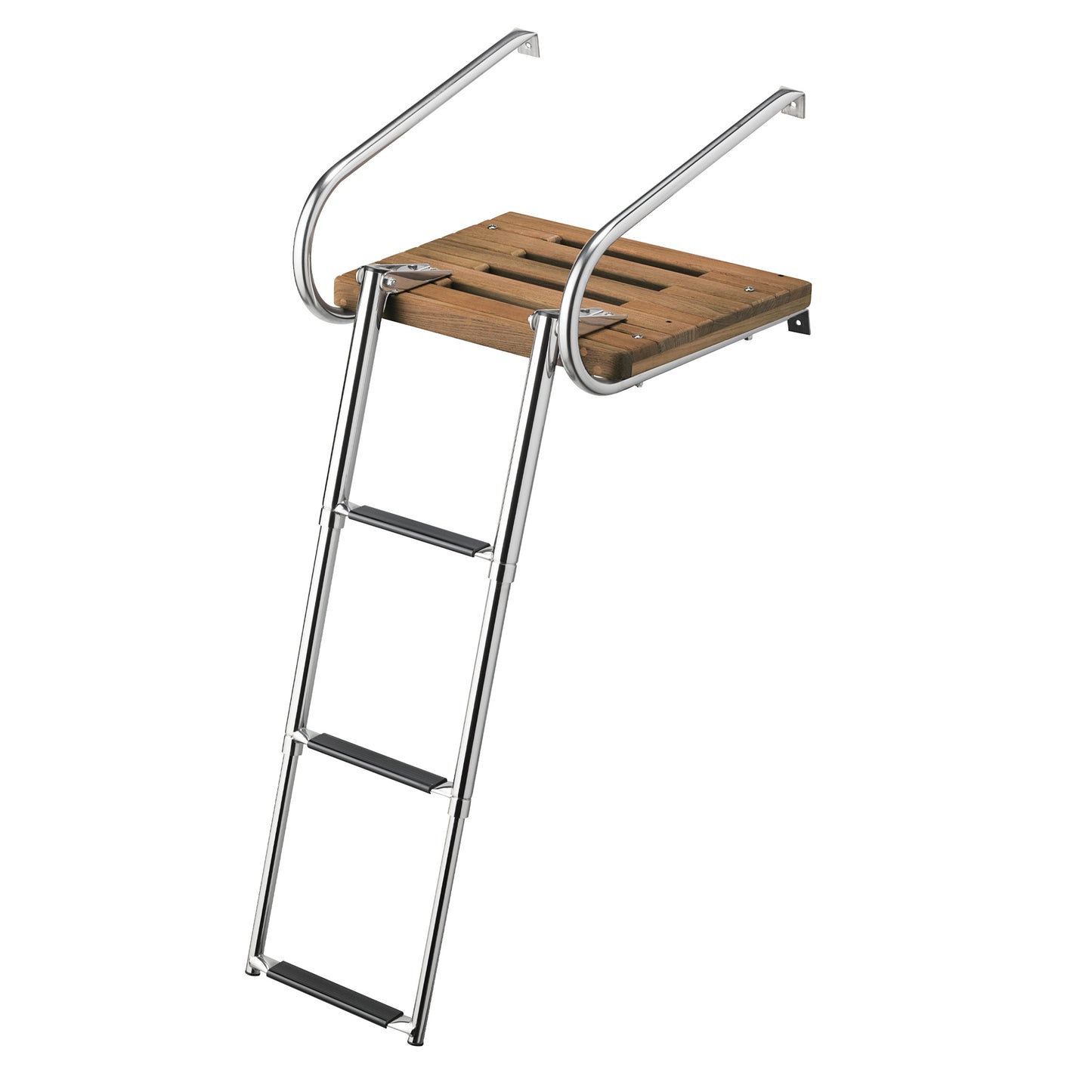 Premium Grade Teak Inboard/Outboard Swim Platforms with 3-Step Telescoping Ladder