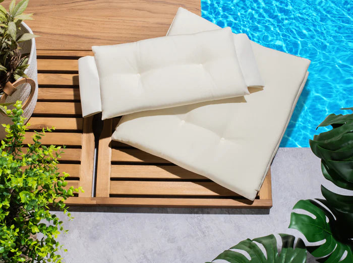 Premium Grade Teak Folding Director's Chair with Oyster Sunbrella® Fabric Seat Cushions