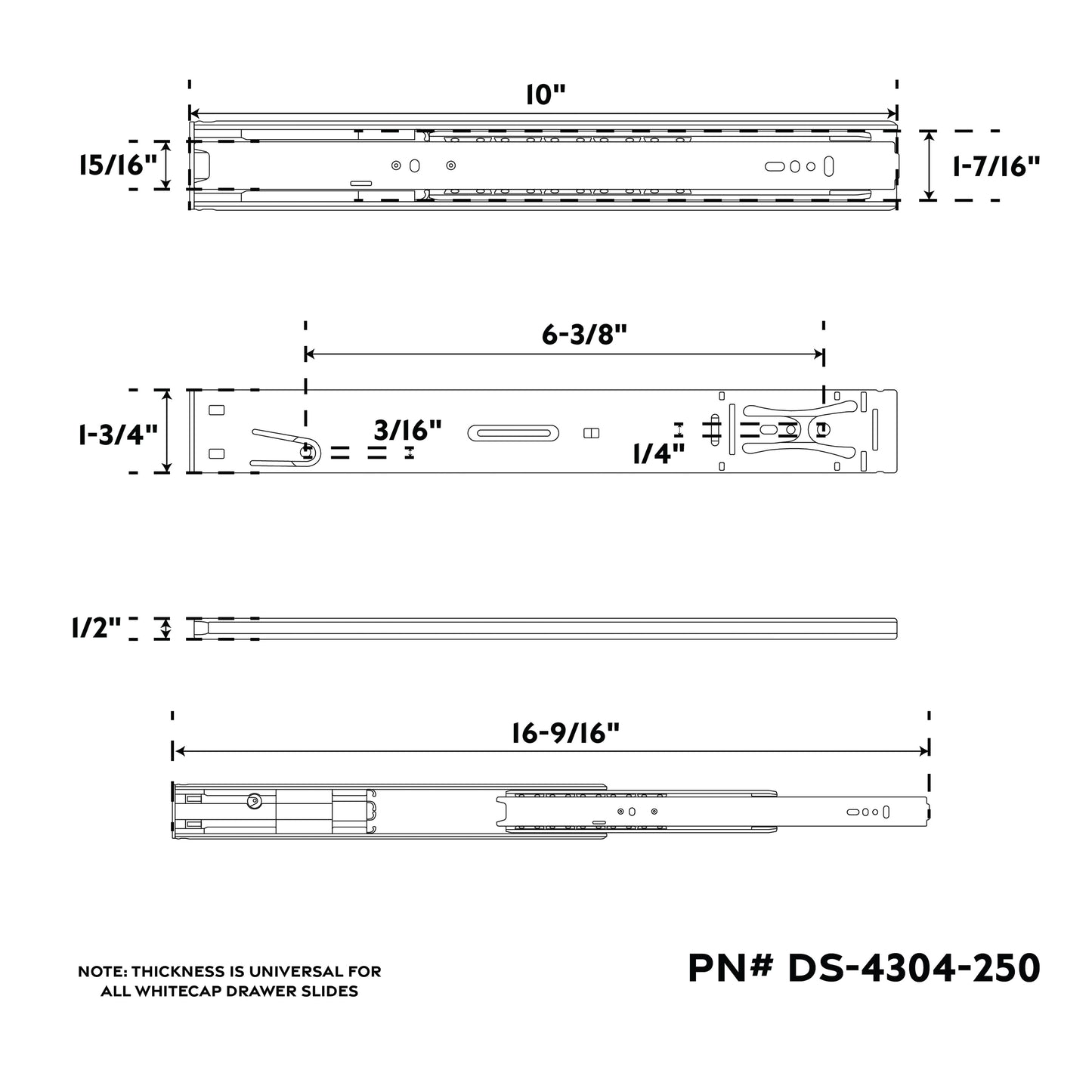 10" Full Extension Soft Close Drawer Slides
