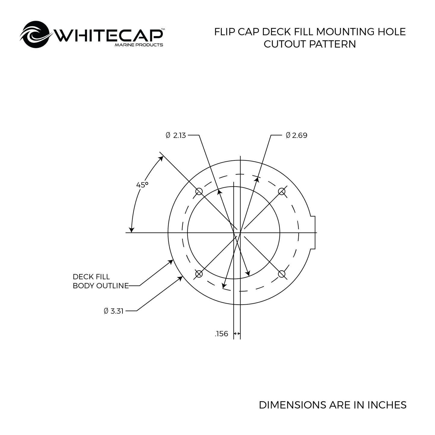 30° Stainless Steel EPA/CARB Contoured Flip Top Pressurized Deck Fill No Vent - Gas