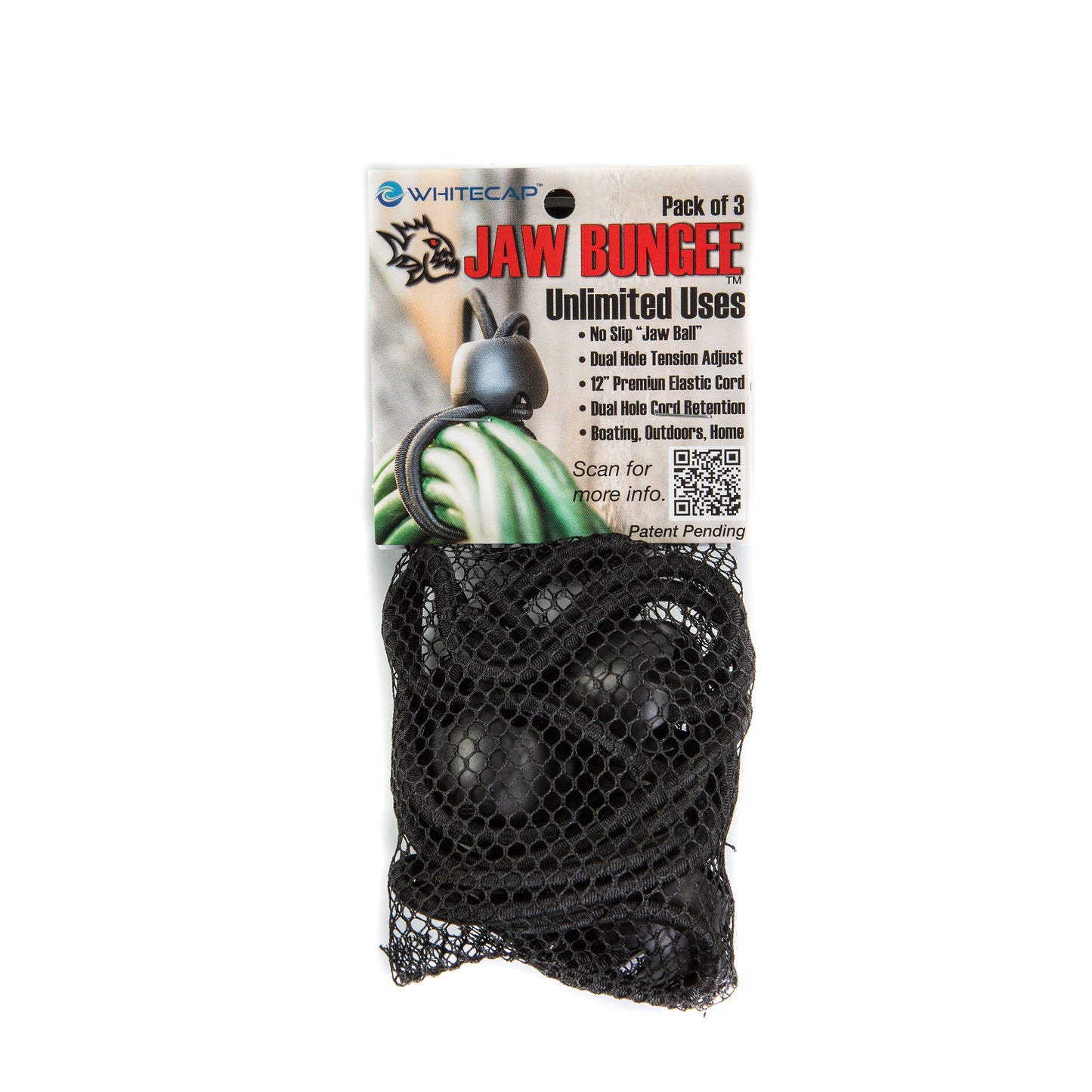 3-Pack Black Nylon Jaw Bungee