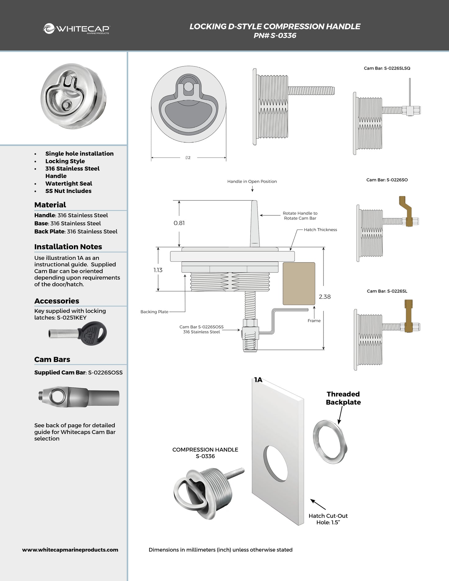 Locking 2" D-Style Compression Handle