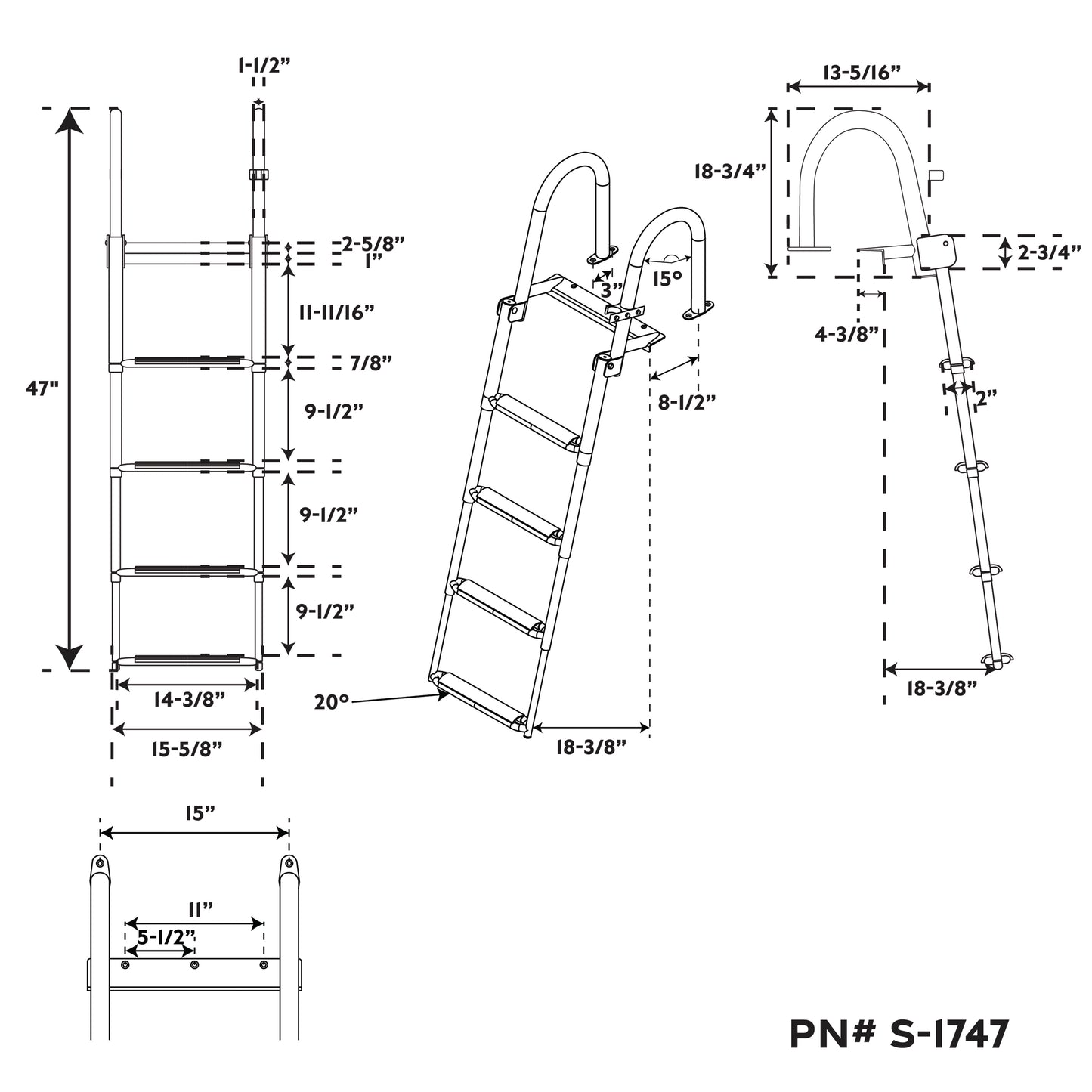 4-Step Telescoping Pontoon Ladder