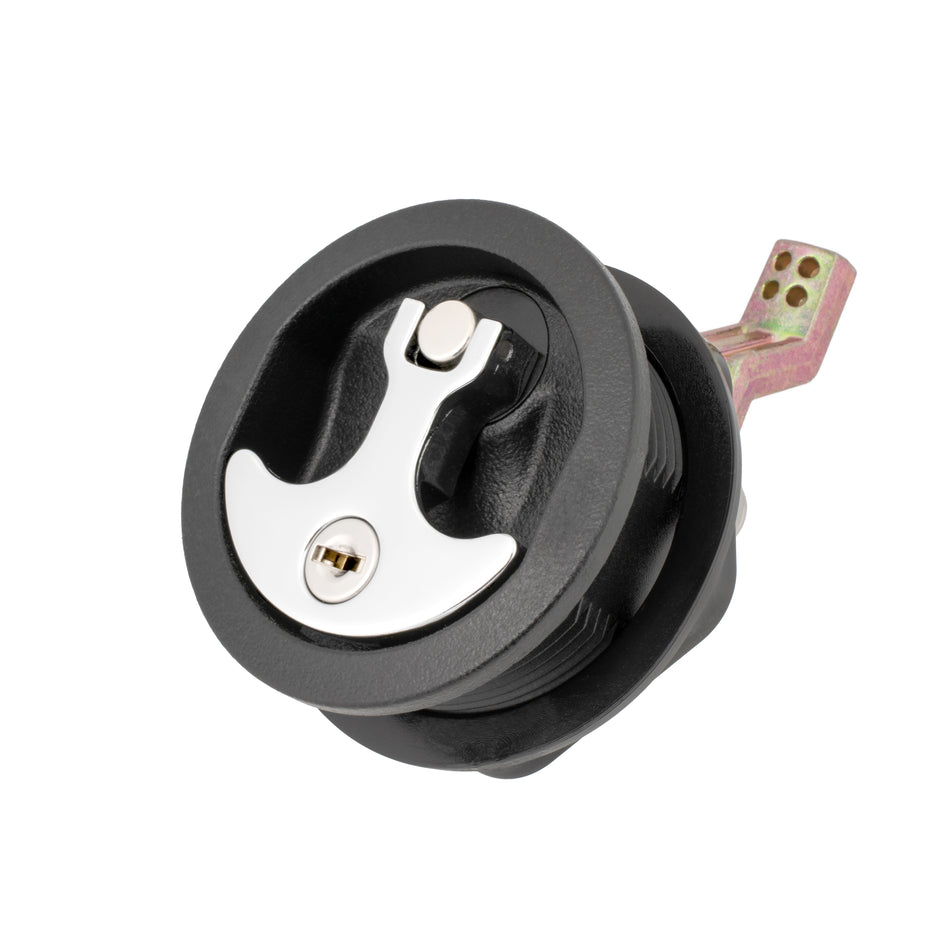 3" Black Nylon & Chrome Plated Zinc T-Style Compression Handle - Locking