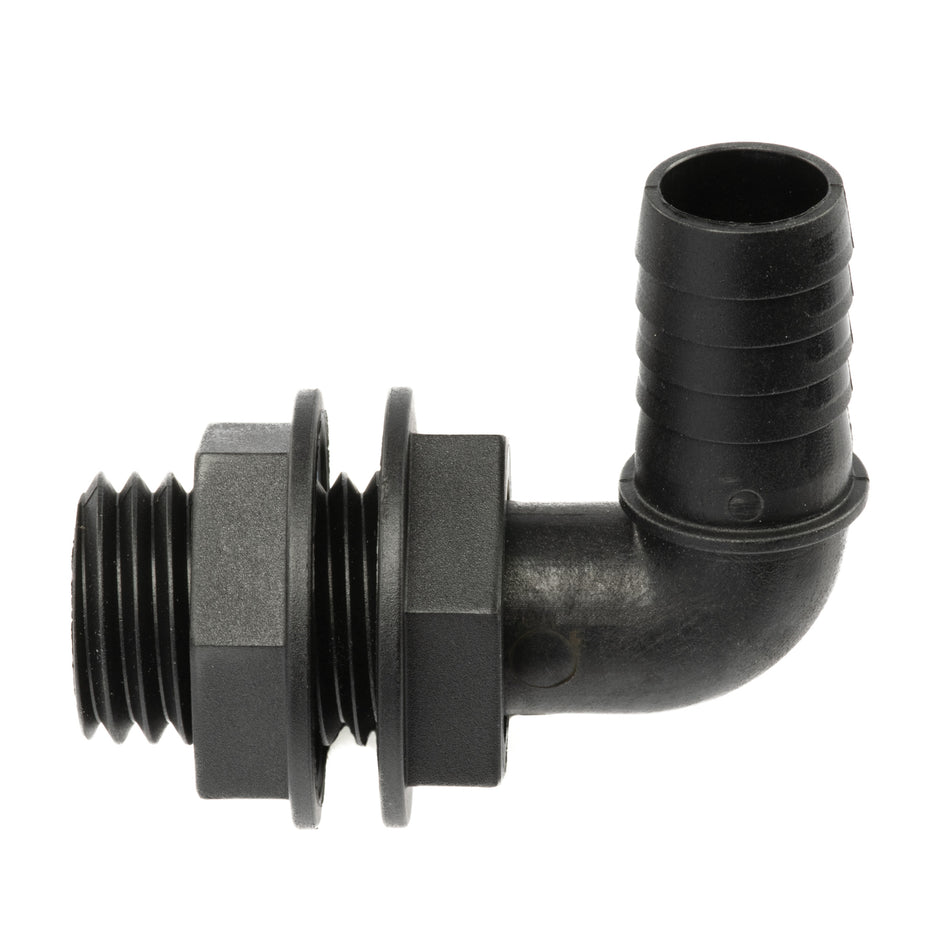 Black Nylon Livewell Fitting - Threaded Elbow