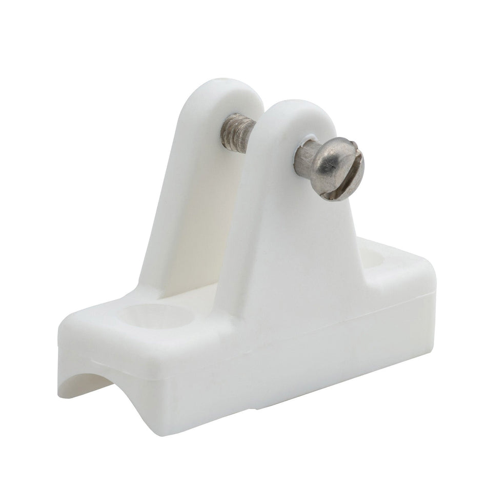 7/8" x 2-3/8" White Nylon Concave Base Deck Hinge