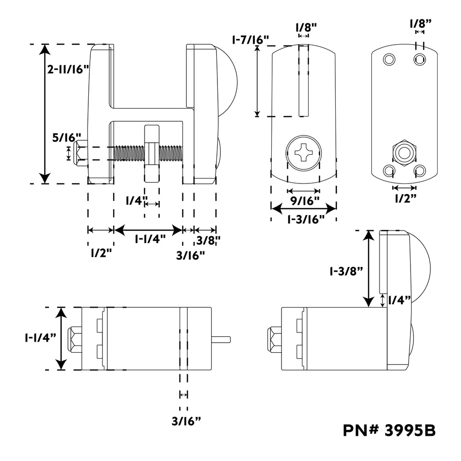 Black Nylon Square Tube Gate Latch