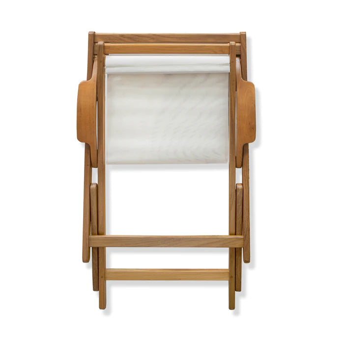 38" Premium Grade Teak Folding Sun Chair with White Batyline Sling