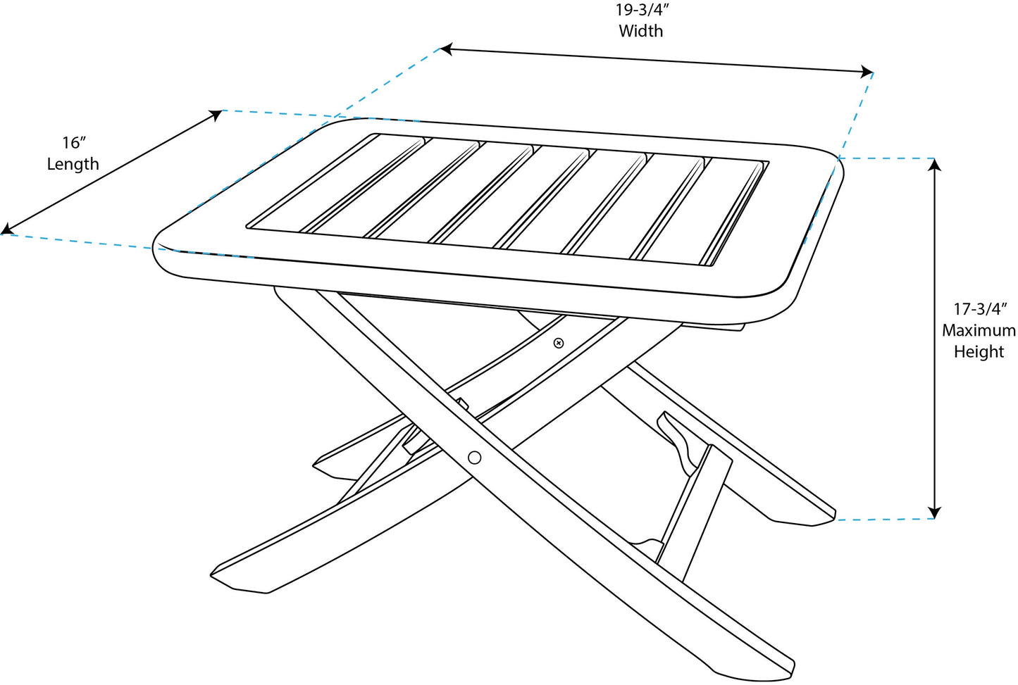 Small Adjustable Slat Top Table