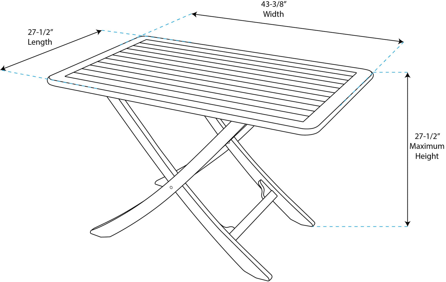 Large Adjustable Slat Top Table