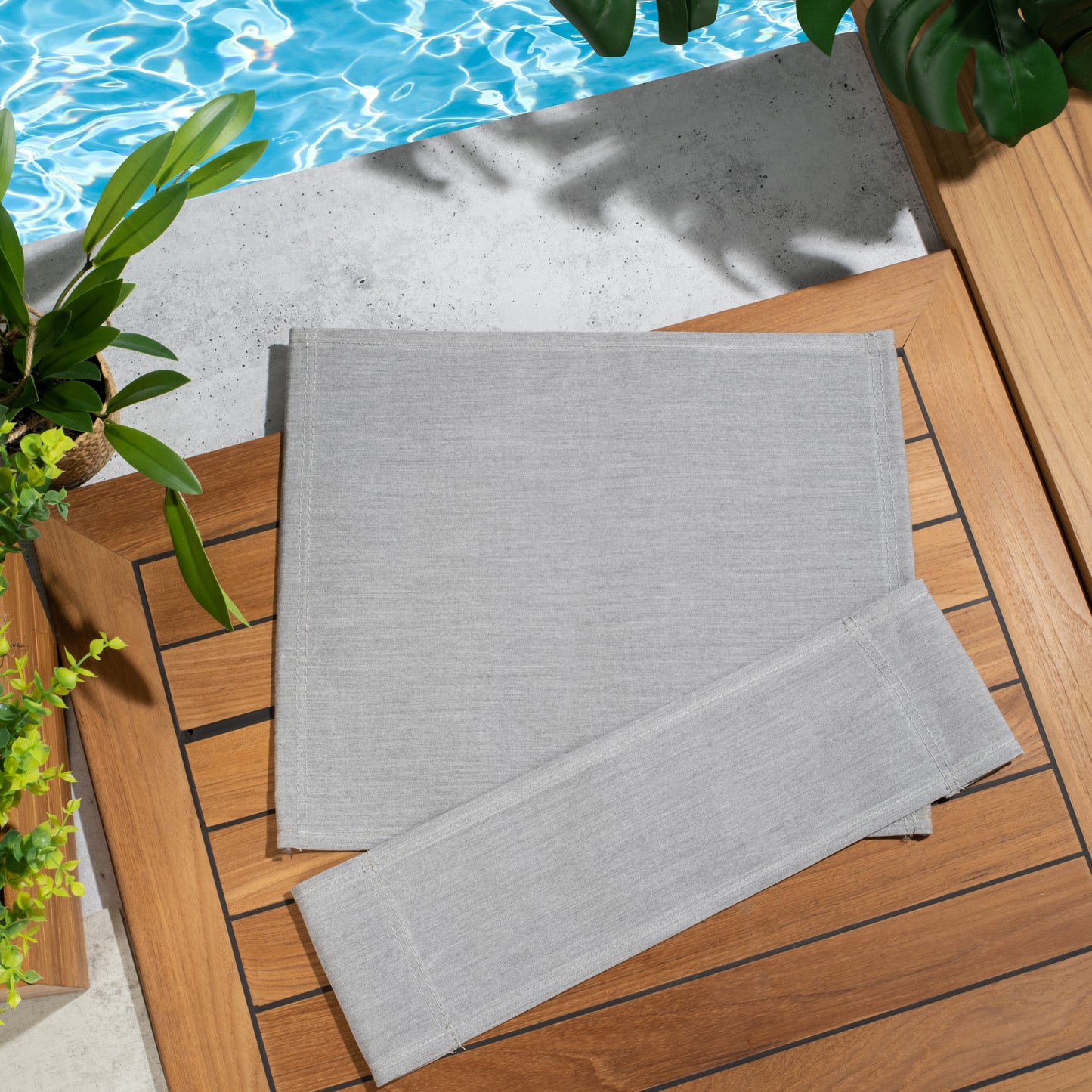 Premium Grade Teak Folding Newport Directors Chair with Grey Sunbrella® Fabric Seat Slings