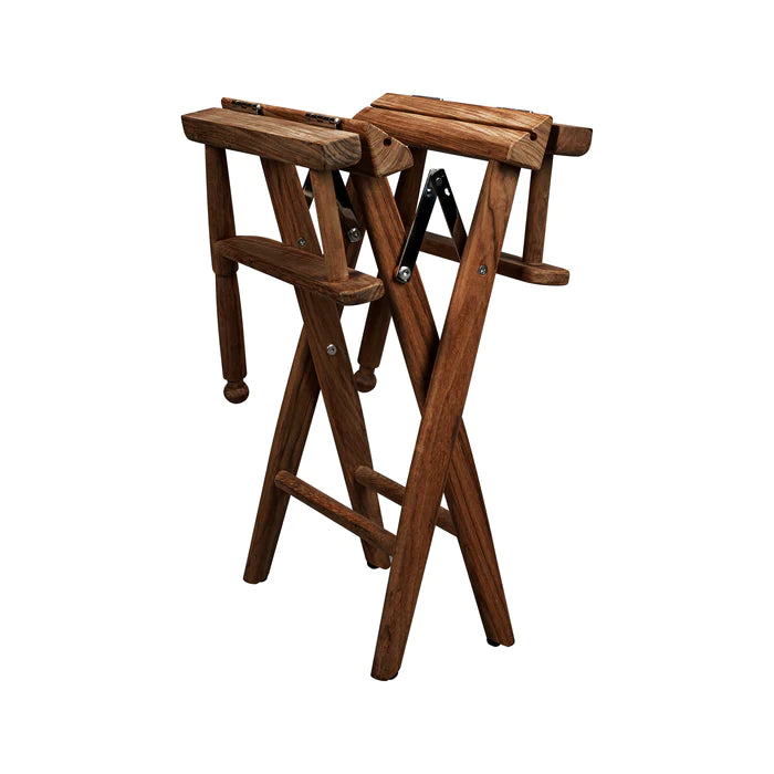 Premium Grade Teak Folding Directors Chair with White Sunbrella® Fabric Seat Slings