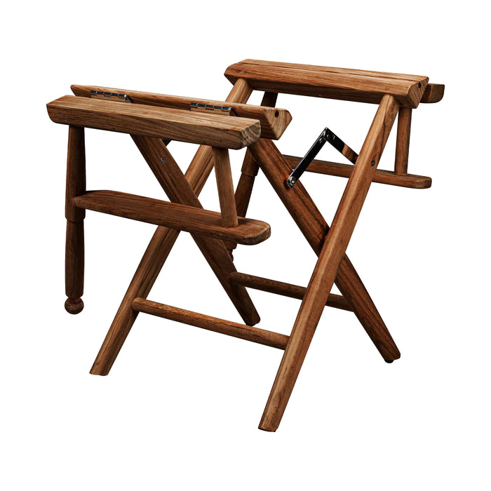 Oiled Finish Directors Chair with White Sunbrella® Fabric Covers