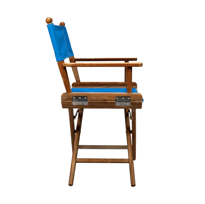 Oiled Finish Directors Chair with Pacific Blue Sunbrella® Fabric Covers