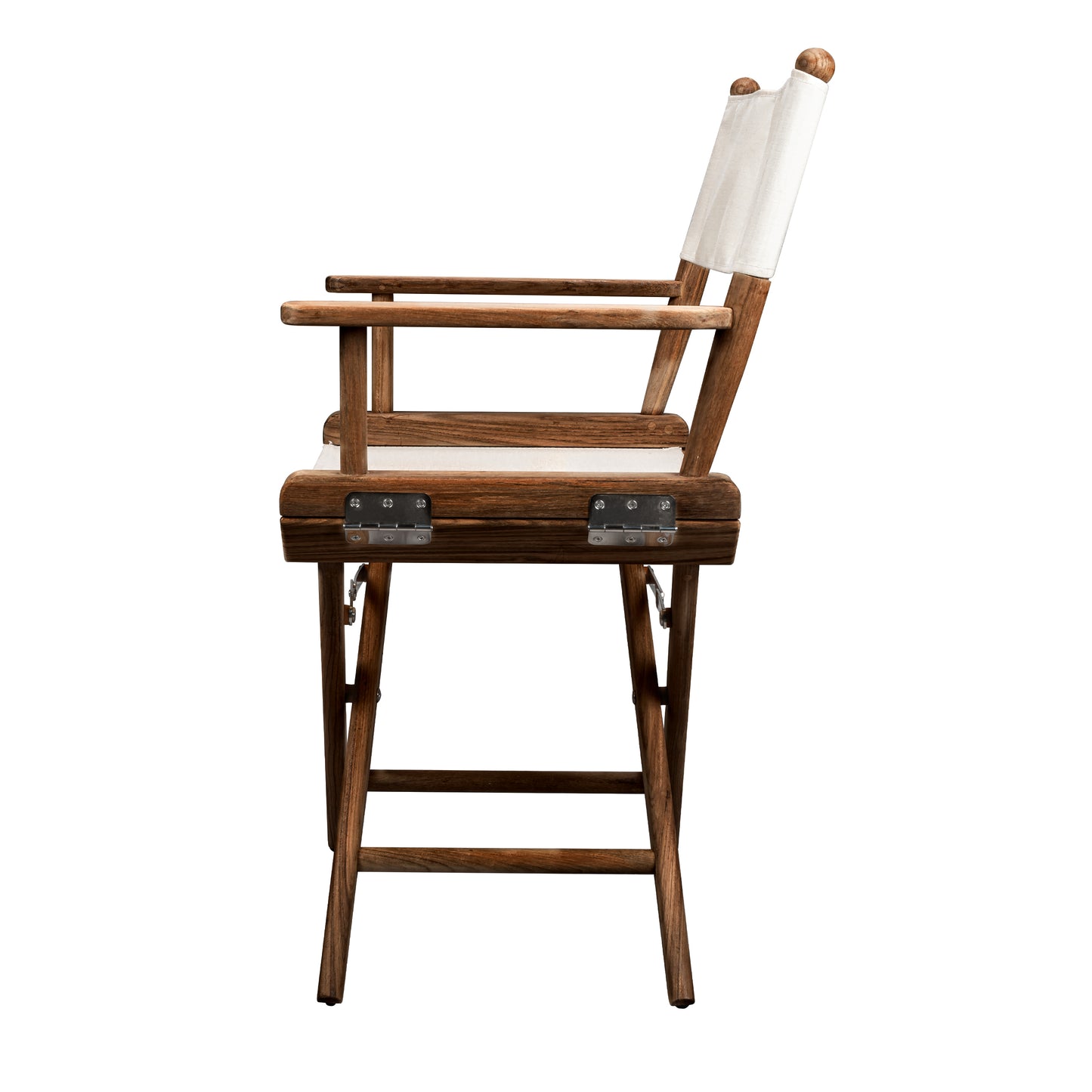 Premium Grade Teak Folding Directors Chair with White Sunbrella® Fabric Seat Slings