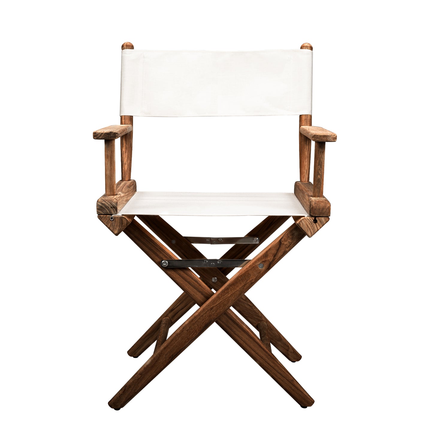 Premium Grade Teak Folding Directors Chair with White Sunbrella® Fabric Seat Slings