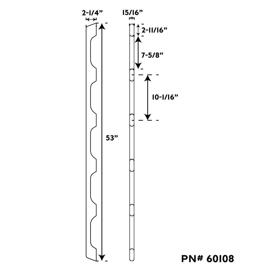 53" Premium Grade Teak 5 Loop Handrail