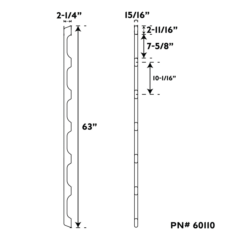 63" Premium Grade Teak 6 Loop Handrail