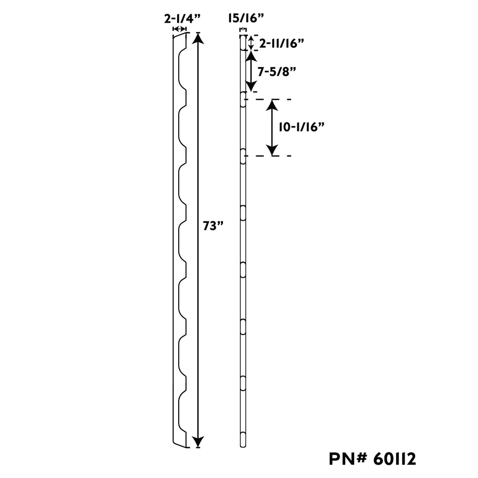 73" Premium Grade Teak 7 Loop Handrail