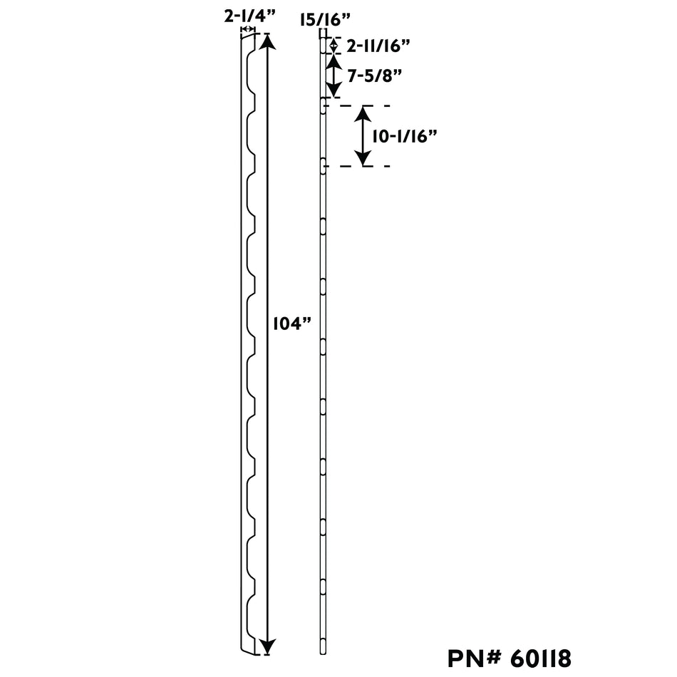 104" Premium Grade Teak 10 Loop Handrail