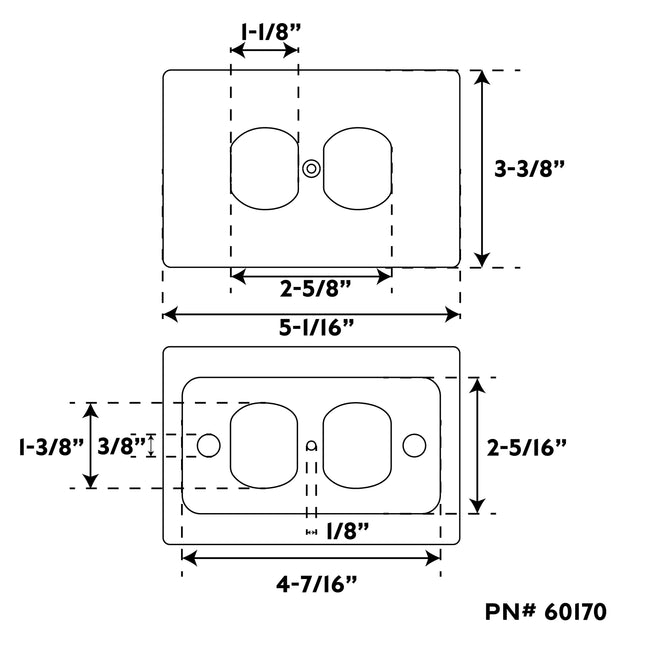 3-5/8" x 5-1/16" Premium Grade Teak Outlet Cover, Receptacle Plate