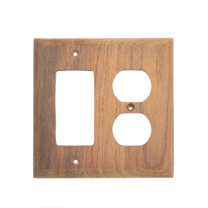 4-15/16" x 5" Premium Grade Teak Rocker Switch/ Duplex Receptacle Cover