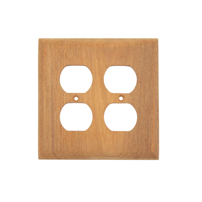 4-15/16" x 5" Premium Grade Teak 2 Duplex Receptacle Cover/ Plate