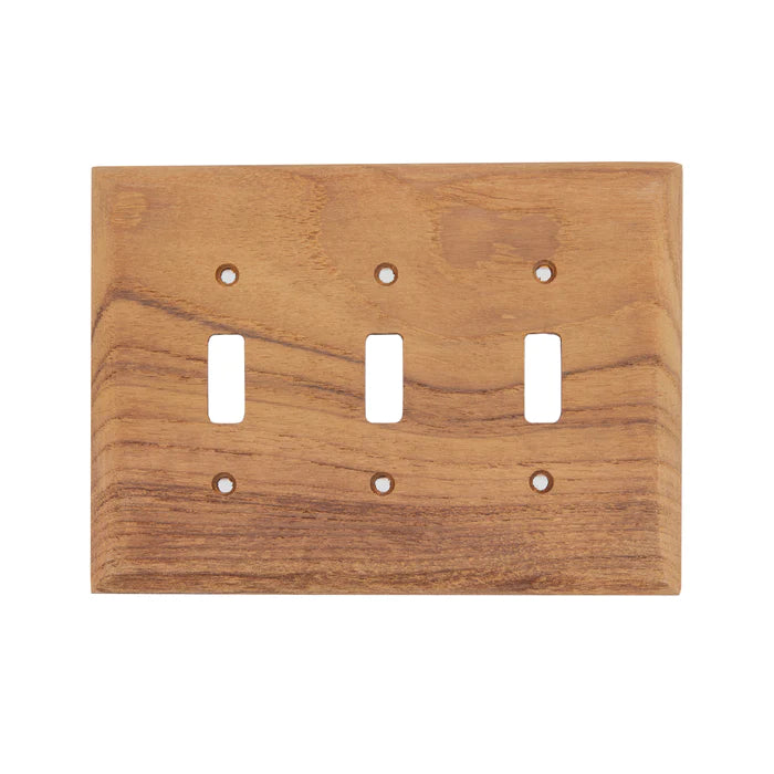 6-5/8" x 4-7/8" Premium Grade Teak 3 Toggle Switch Cover/ Plate