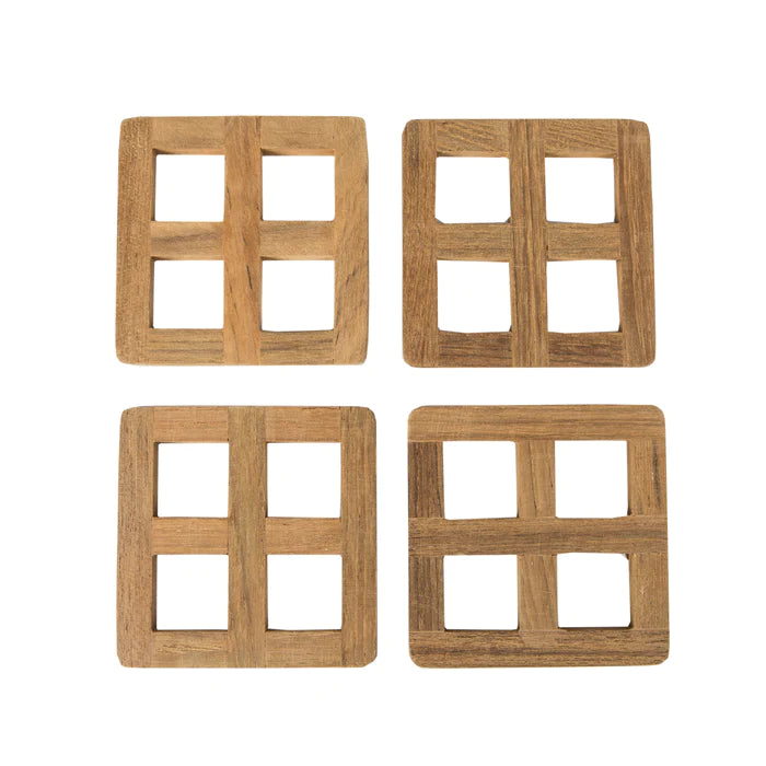 3" Premium Grade Teak 4-Piece Coaster Set