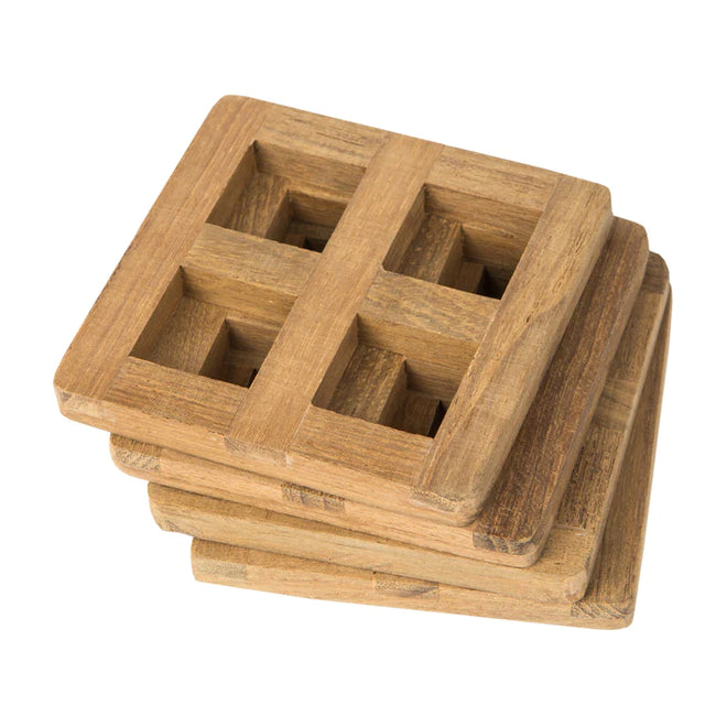 4-Piece Teak Coaster Set