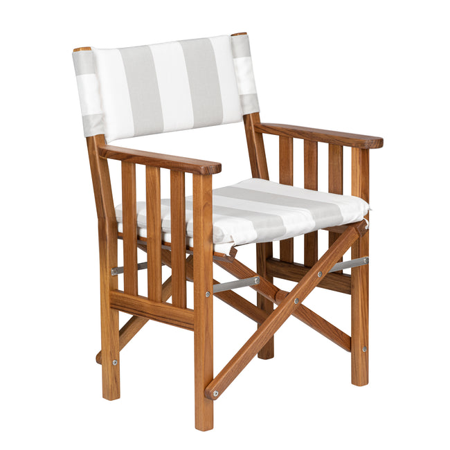 Premium Grade Teak Folding Hemmingway Director's Chair with Solana Seagull Sunbrella® Fabric Seat Cushions