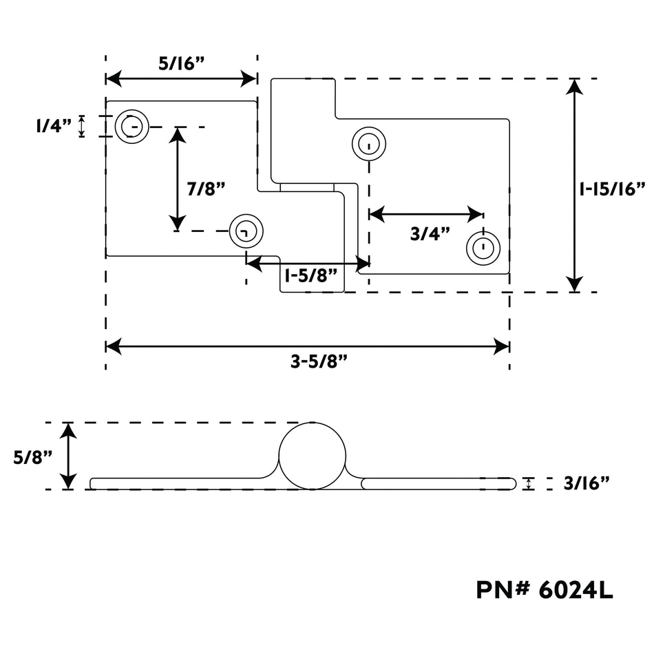 Left 316 Stainless Steel Non-Locking Take-Apart Hinge