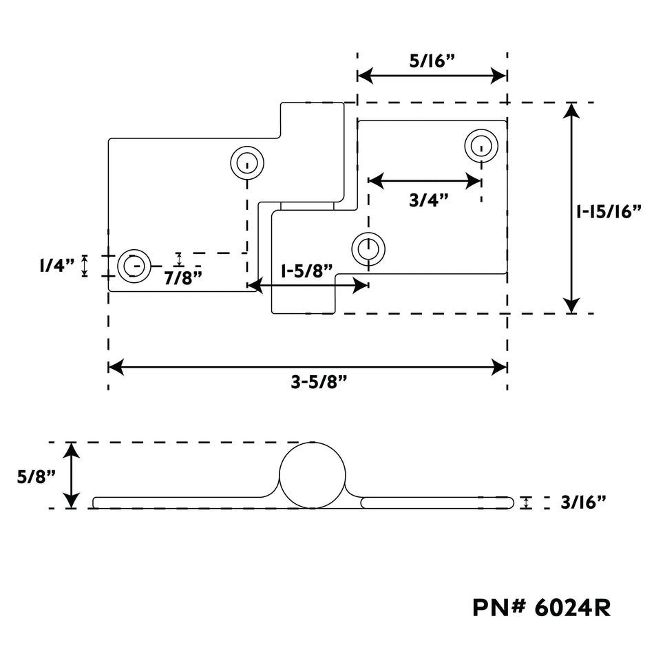 Right 316 Stainless Steel Non-Locking Take-Apart Hinge
