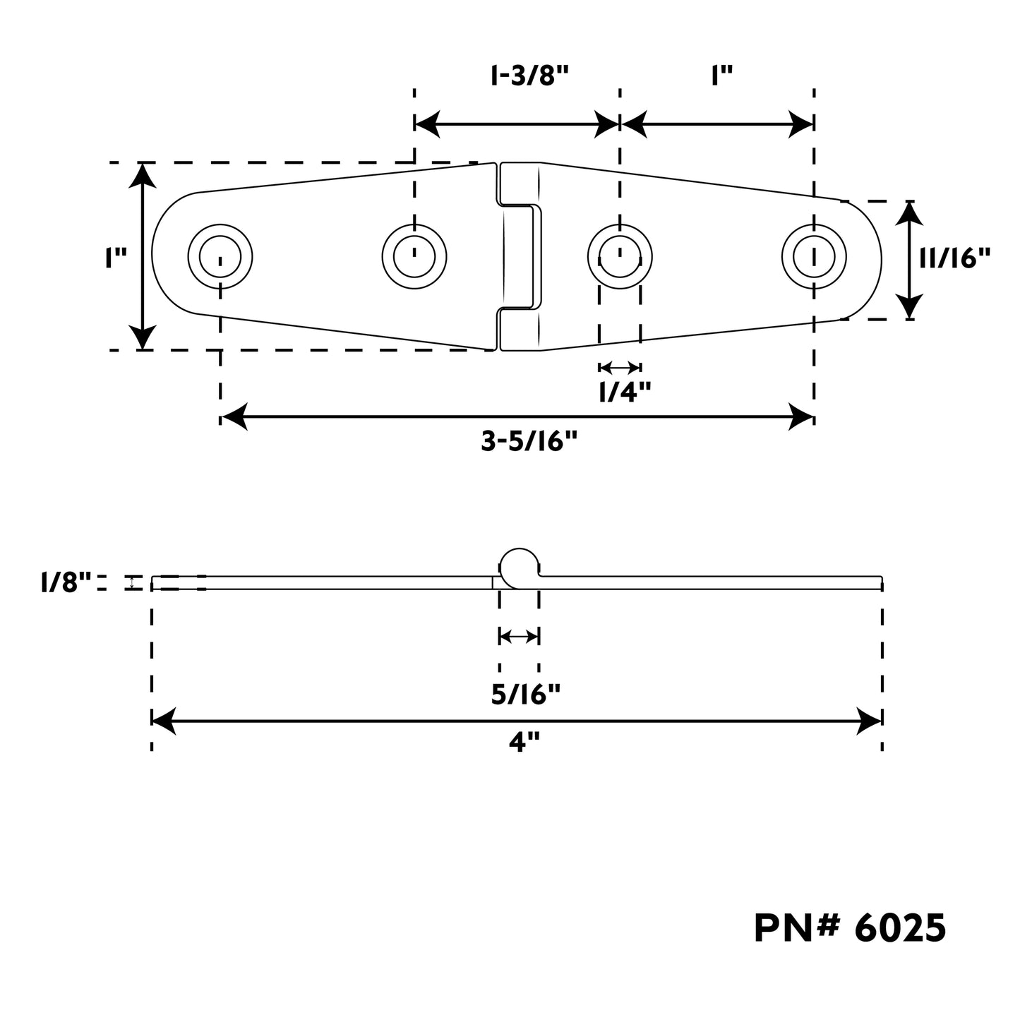 4" 316 Stainless Steel Strap Hinge