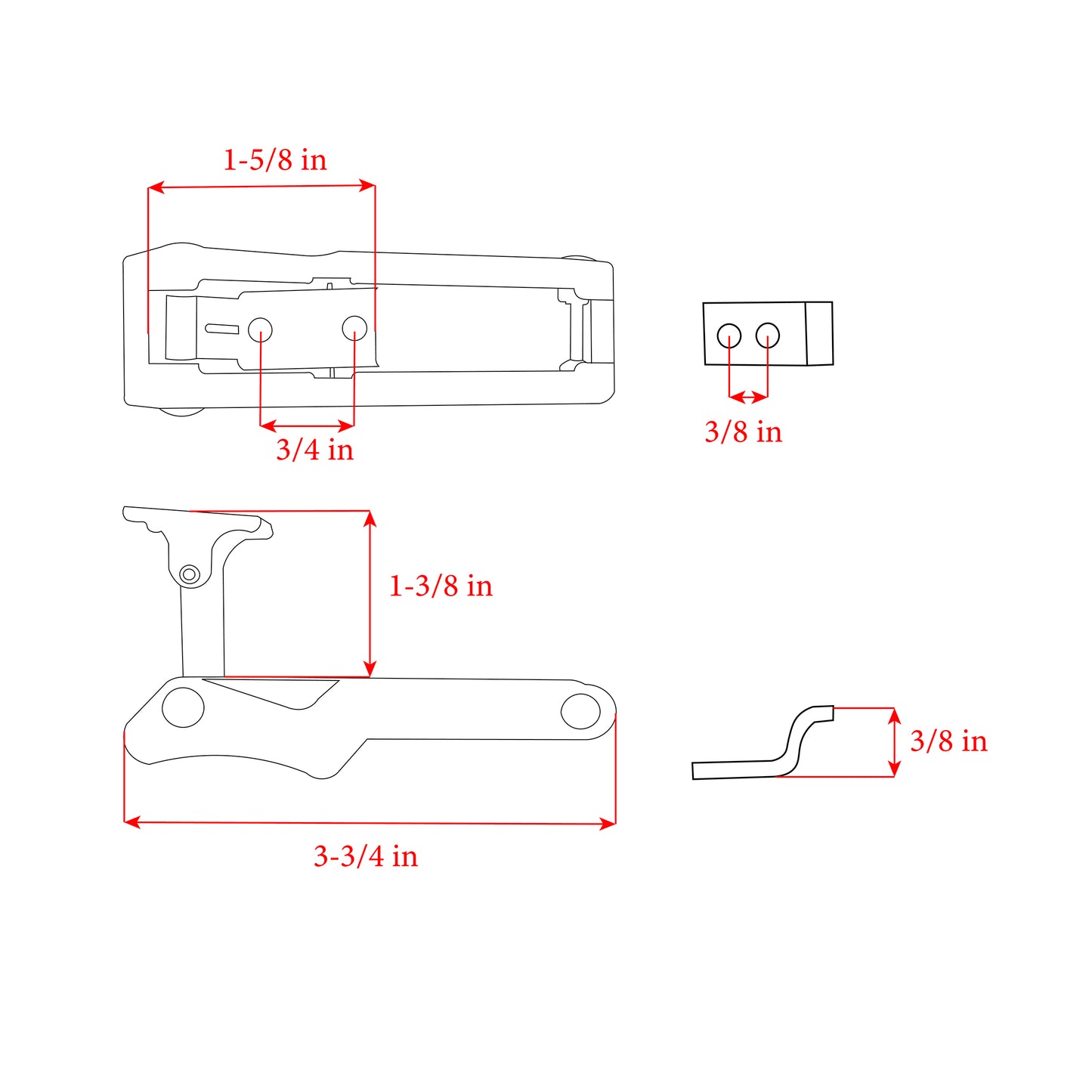 6038W - Draw Latch White Nylon
