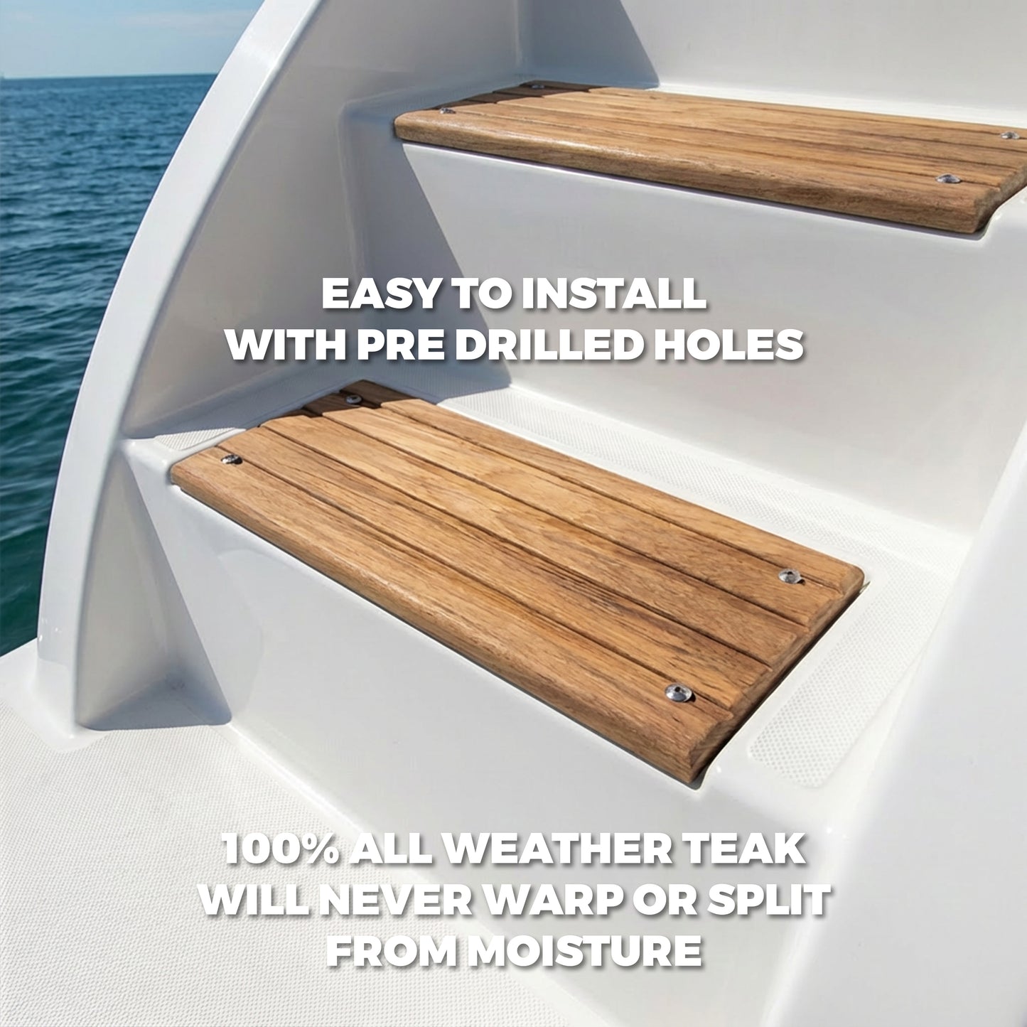 15" Large Premium Grade Teak Deck Step
