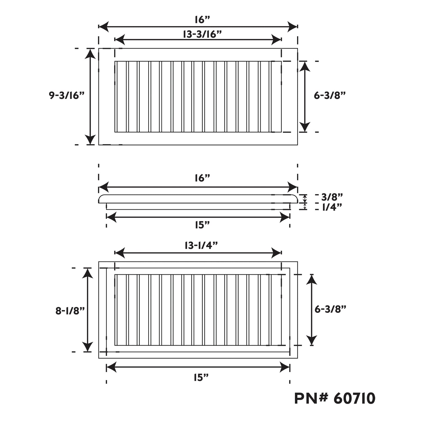 16" Premium Grade Teak Louvered Insert