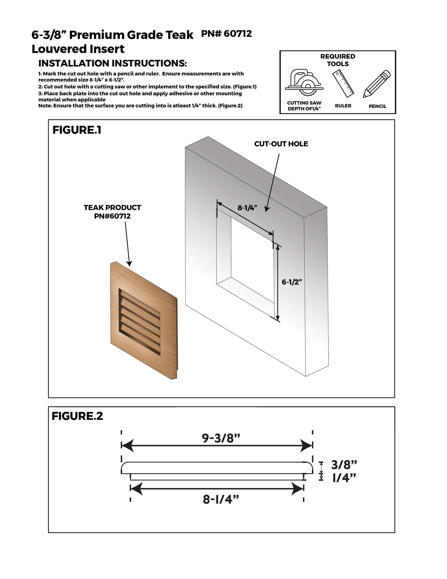 7-1/2" Premium Grade Teak Louvered Insert