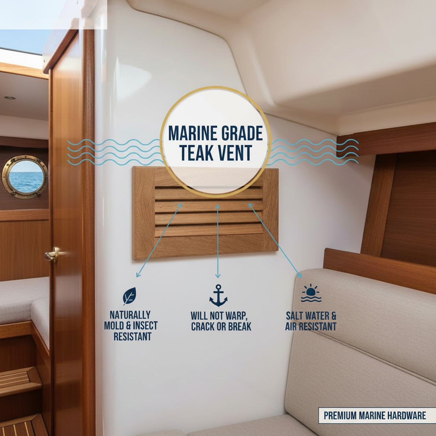 6-3/8" Premium Grade Teak Louvered Insert
