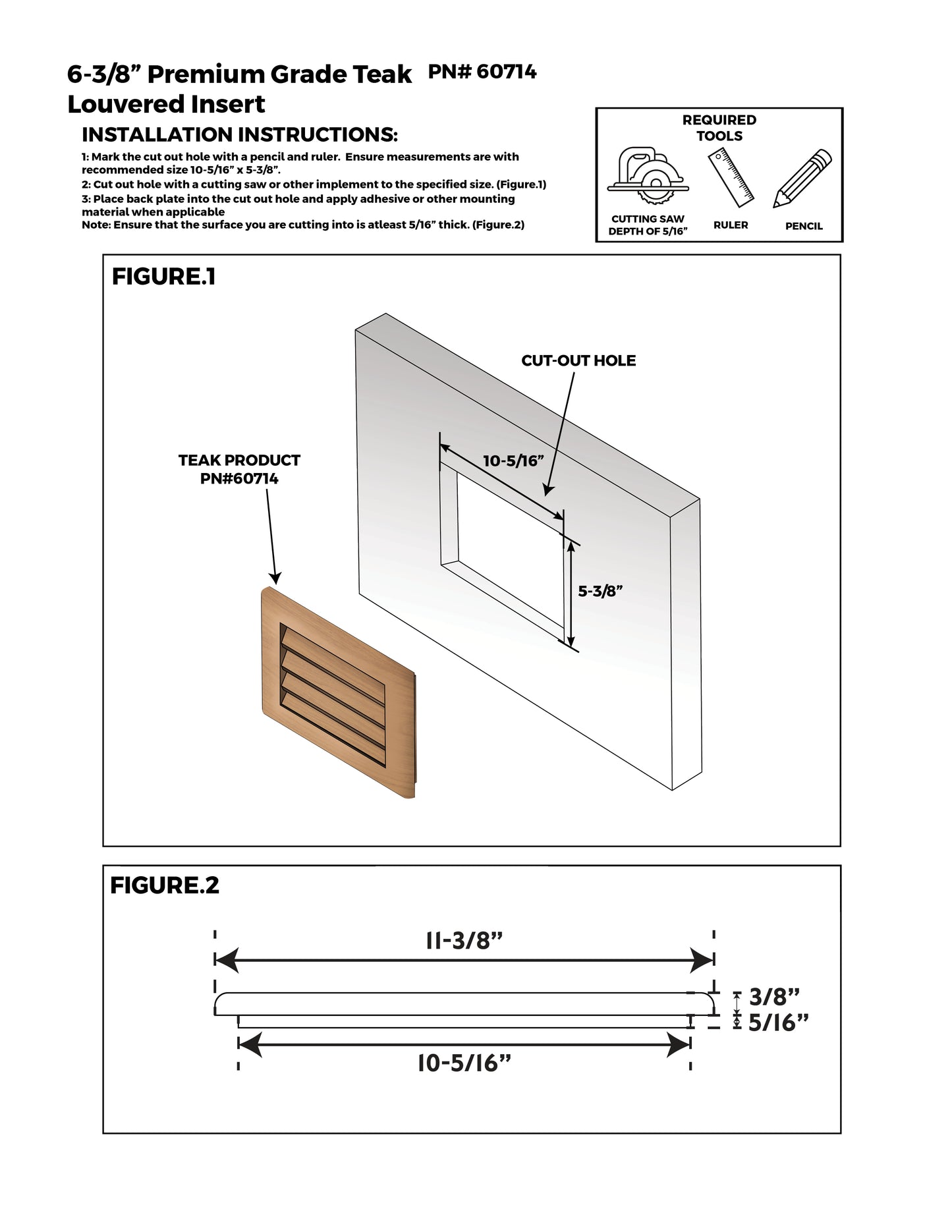 6-3/8" Premium Grade Teak Louvered Insert